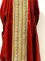 Nigerian Ankara Wedding Dress – Red Embroidery Bazin Riche Robe for African Women