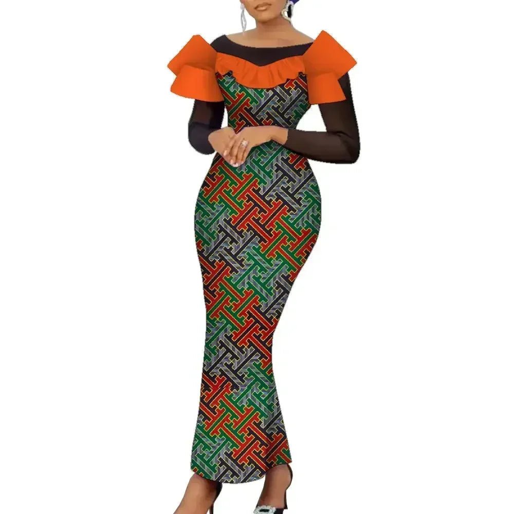 Elegant African Ankara Maxi Dress for Women – Traditional Dashiki Style - Free Delivery Worldwide only at Flexi Africa