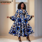 Elegant African Print Long Dress – Flare Sleeve Dashiki Maxi Style for Women - Free Delivery Worldwide only at Flexi Africa