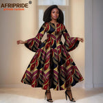 Elegant African Print Long Dress – Flare Sleeve Dashiki Maxi Style for Women - Free Delivery Worldwide only at Flexi Africa