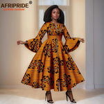 Elegant African Print Long Dress – Flare Sleeve Dashiki Maxi Style for Women - Free Delivery Worldwide only at Flexi Africa