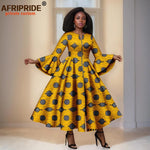 Elegant African Print Long Dress – Flare Sleeve Dashiki Maxi Style for Women - Free Delivery Worldwide only at Flexi Africa