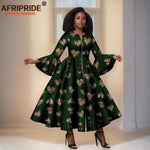 Elegant African Print Long Dress – Flare Sleeve Dashiki Maxi Style for Women - Free Delivery Worldwide only at Flexi Africa