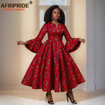 Elegant African Print Long Dress – Flare Sleeve Dashiki Maxi Style for Women - Free Delivery Worldwide only at Flexi Africa