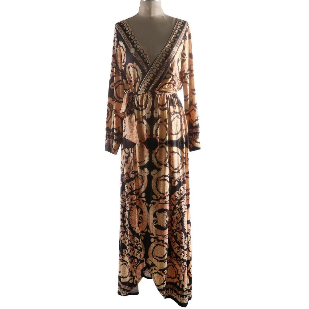 Elegant African Print Long Dress for Women – Sexy Vintage Party Fashion - Free Delivery Worldwide only at Flexi Africa