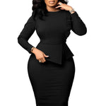 Elegant African Women’s Bodycon Midi Dress – High Waist Long Sleeve Spring Dress - Free Delivery Worldwide only at Flexi Africa