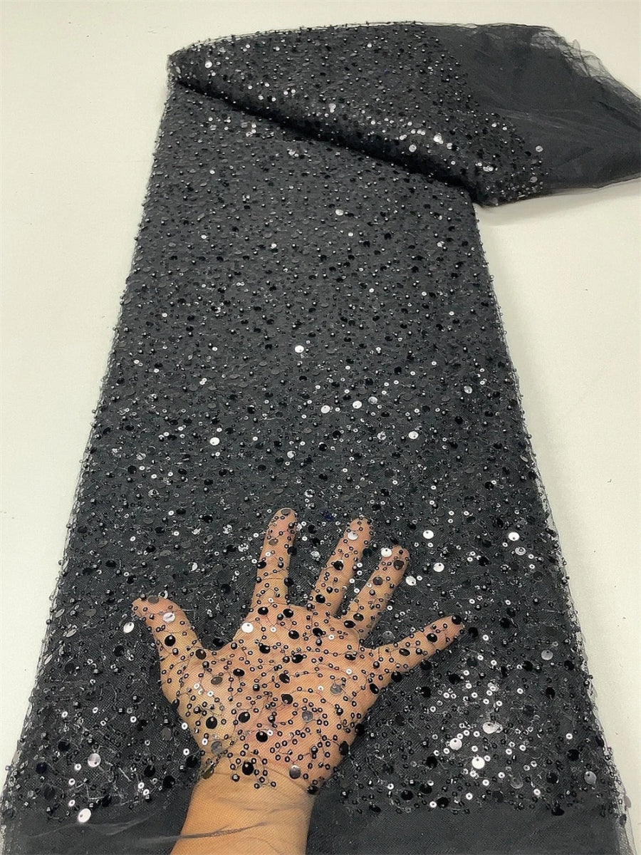 Elegant Lace Fabric – French Tulle Net with Sequins for Bridal and Special Occasion Gowns - Free Delivery Worldwide only at Flexi Africa