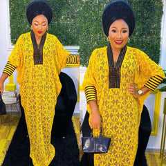 Elegant Plus - Size African Dress for Women – Traditional Dashiki Lace Boubou Gown for Weddings and Occasions (Maxi Dress) - Free Delivery Worldwide only at Flexi Africa