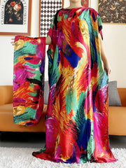 Elegant Printed Abayas: Soft, Loose-Fit Robes with Matching Scarves for Modern Muslim Women's Summer Fashion - Flexi Africa