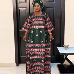 Exquisite African Attire: Elegant Embroidered Bazin Dresses for Women's Celebrations - Free Delivery Worldwide only