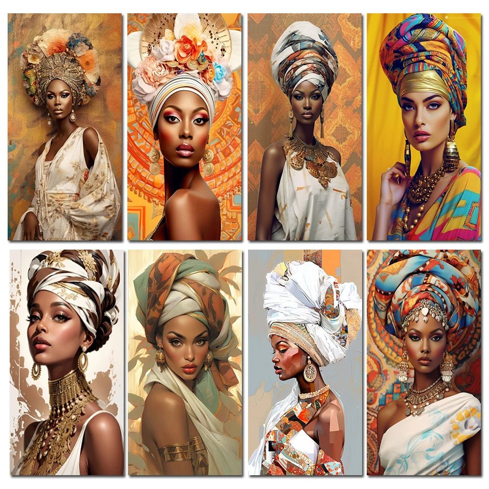 Exquisite African Women Diamond Painting Kit: Full Square/Round Diamonds, Stunning Portrait Design - Flexi Africa FREE POST