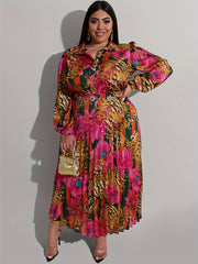 Elegant Plus-Size 2PC Outfit – Long-Sleeve Top & Skirt Set for Women