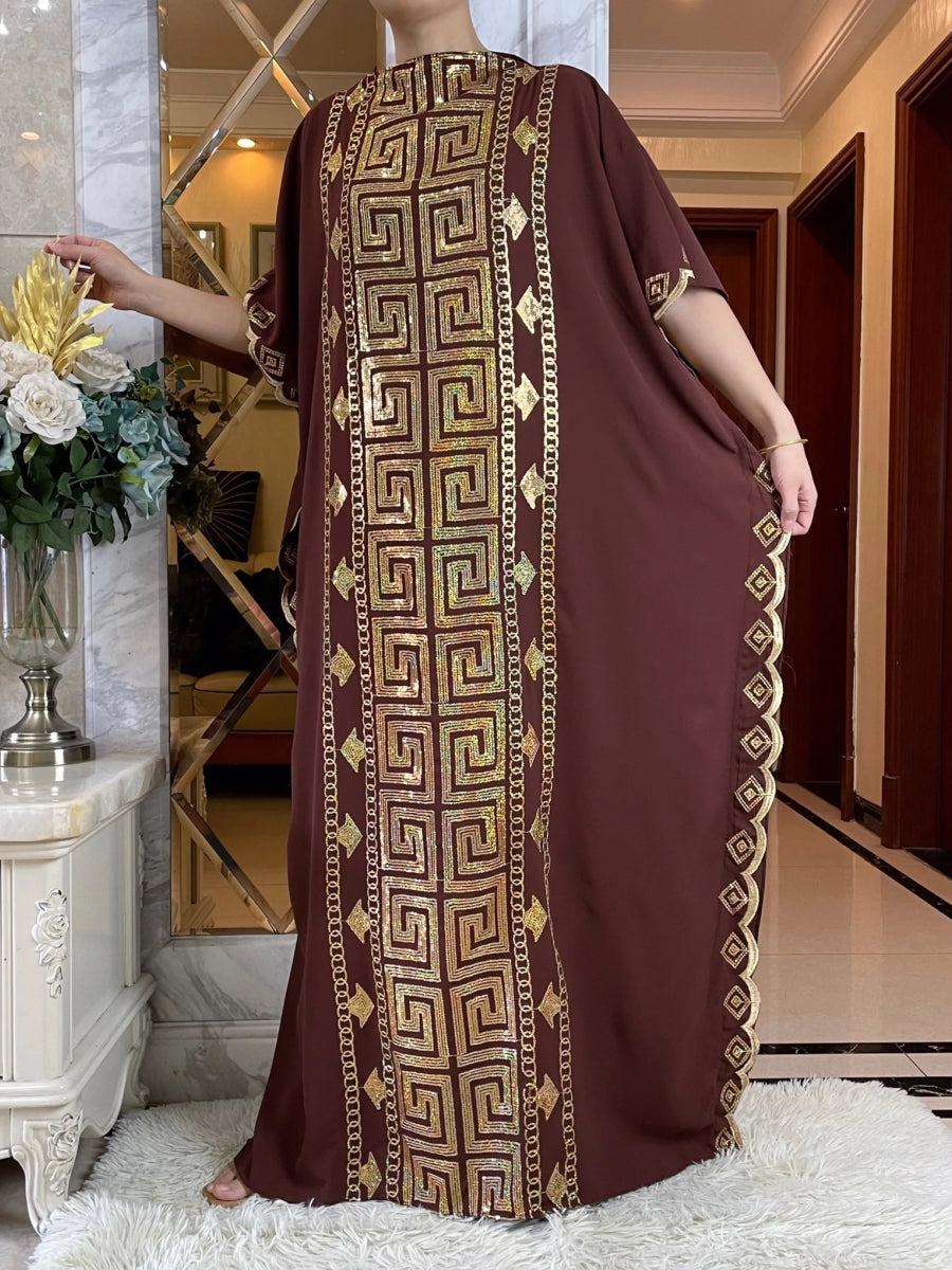 Fashionable African Party Abaya Dress: High - Quality, Comfortable Fabric with Sequin Embroidery for Women - Free Delivery Worldwide only at Flexi Africa