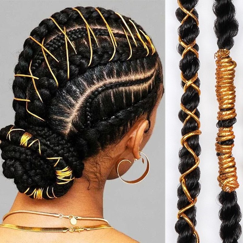 Gold Braids Braiding Hair Styling Thin Shimmer Stretchable Strings 5 Strand African Braid Braided Elastic Cord - Flexi Africa