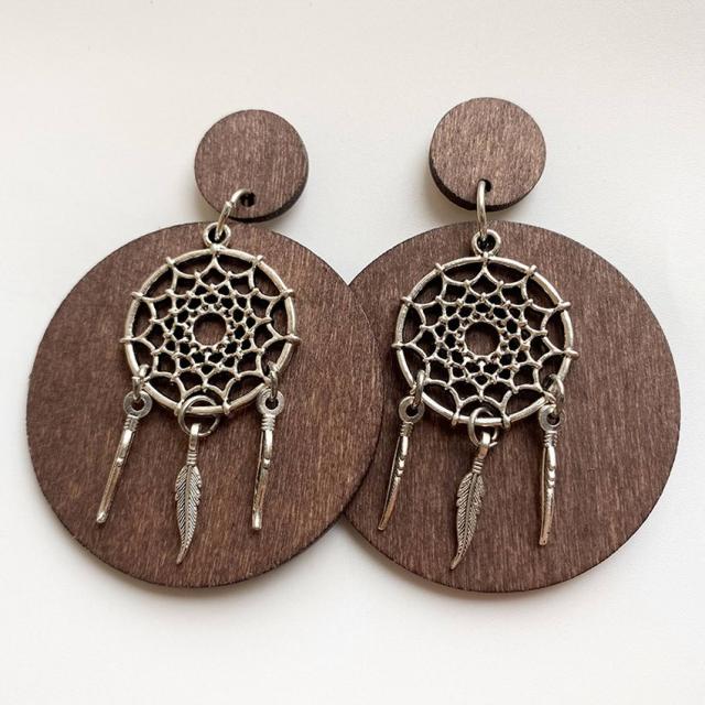 Handmade Zinc Alloy Geometric Wood Earrings - Trendy African Jewelry for Women - Flexi Africa offers Free Delivery Worldwide