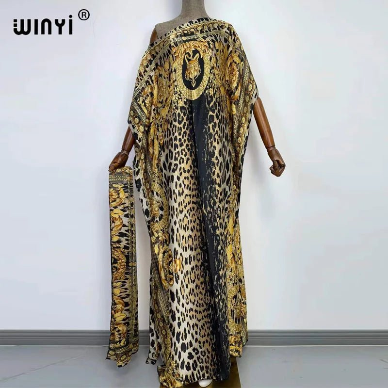 Holiday Party Chic: Elegant Oversized Kaftan with African Print - Fashionable Dress for Women/Ladies - Free Delivery