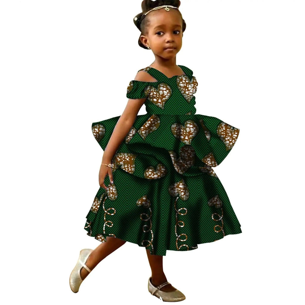 Kids African Print Princess Dress – Sleeveless Ankara Casual Mini Dress for Girls - Free Delivery Worldwide only at Flexi Africa