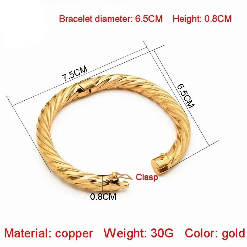 Luxurious African Jewelry: Gold-Toned Copper Bangle Bracelet for Women - Flexi Africa - Free Delivery - www.flexiafrica.com