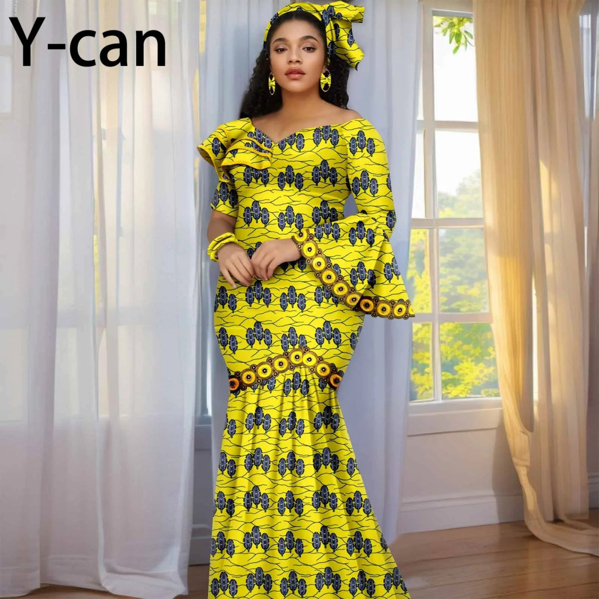 Luxury African Ankara Print Dress – Elegant Slim Fit Gown for Women’s Birthday, Wedding, and Party Events - Free Delivery Worldwide only at Flexi Africa