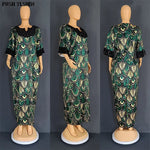 Buy Luxury African Long Gown – Sequin Embellished Caftan Dress with Floral Print and Slit for only $61.49 at Flexi Africa!