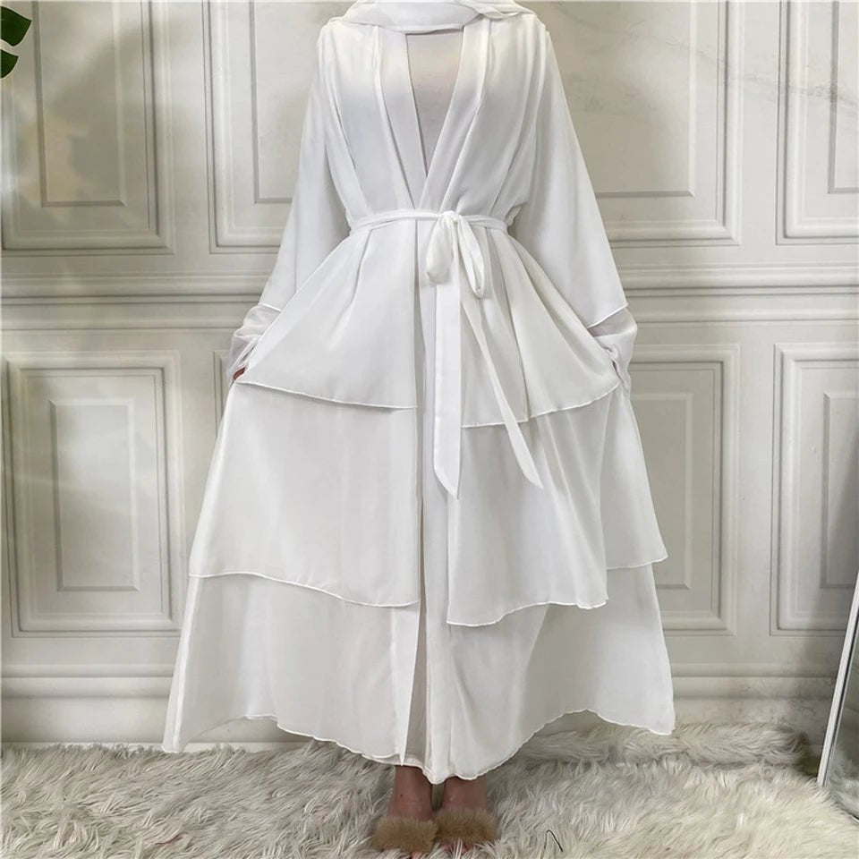 Luxury Chiffon Open Abaya Layered Kaftan for Women – Elegant Robe and Fashionable Caftan Dress - Free Delivery Worldwide only at Flexi Africa