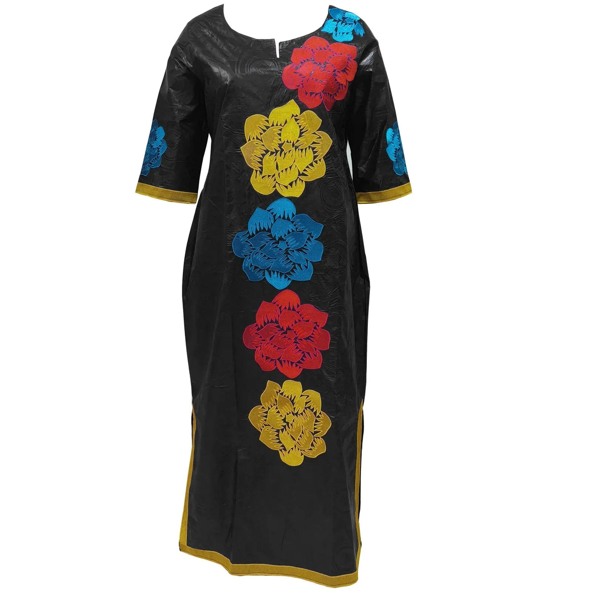 New Fashion Design: African Bazin Embroidery Long Dress Set with Scarf - Stylish Women's Ensemble - Flexi Africa - FREE POST