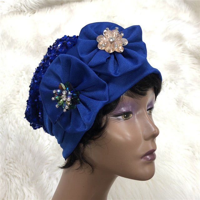 Nigerian Gele Headtie Auto Gele Turban Cap Brocade Fabric Organic Party Wedding- Flexi Africa offers Free Delivery Worldwide