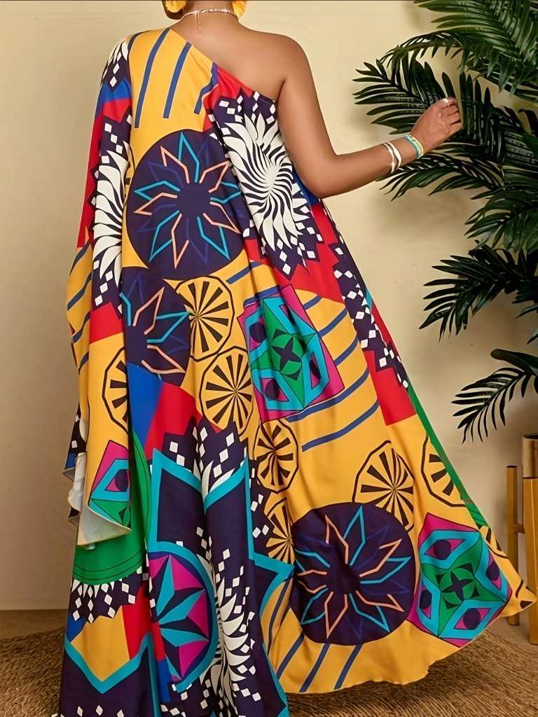 Plus Size Star Print Summer Dress – Spring Vacation Essential - Free Delivery Worldwide only at Flexi Africa