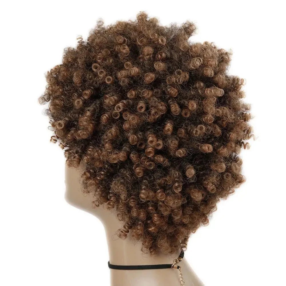 Short Hair Synthetic Wigs Afro Kinky Curly Heat Resistant Women Mixed Brown Cosplay African Hairstyles Daily Wig Flexi Africa