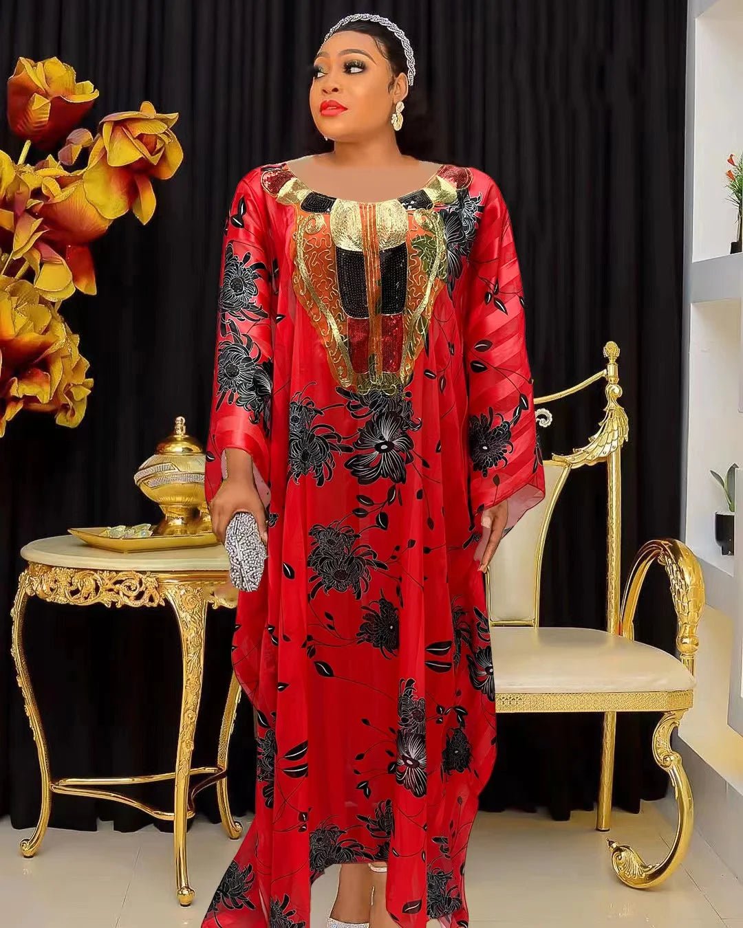 Stunning Spring/Summer Collection: Vibrant African Print Polyester Long Robes for Women - Flexi Africa - www.flexiafrica.com