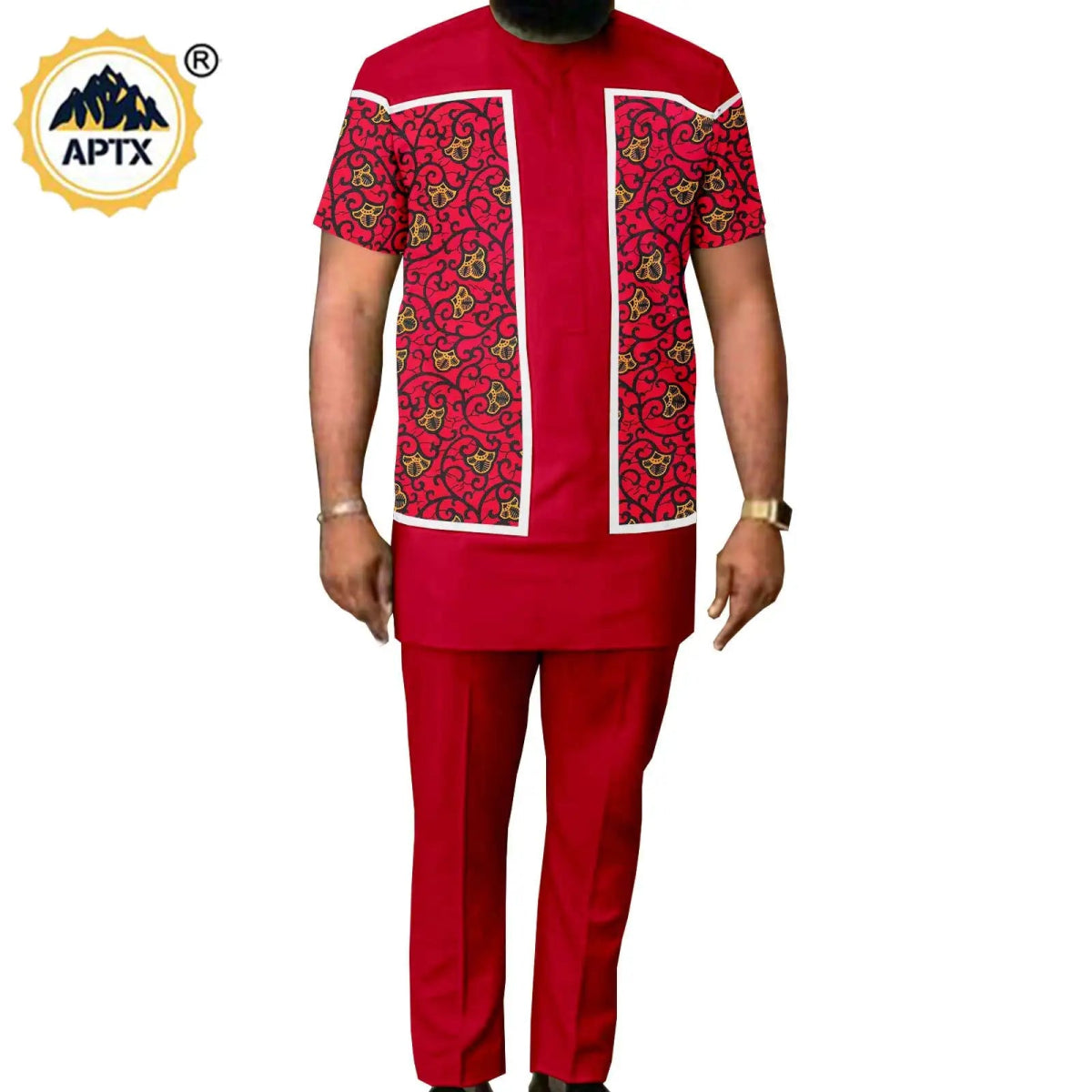 Summer African Couple Outfit – Puff Sleeve Dress for Women with Matching Men’s Bazin Riche Suit - Free Delivery Worldwide only at Flexi Africa