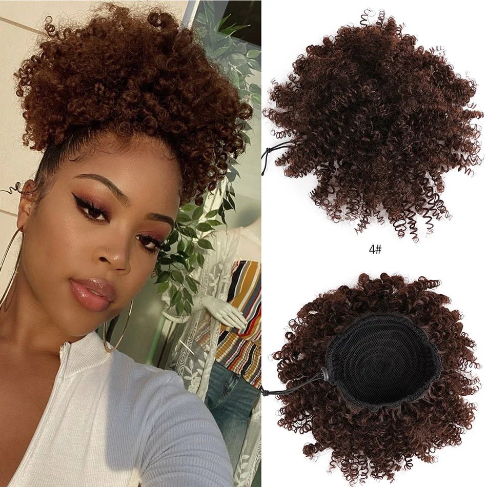 Synthetic Hair Buns For Women Afro Puff Curly Chignon Drawstring Ponytail Natural Black With Hair Extensions Hairpieces