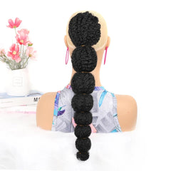 Synthetic Ponytail Hair Extension for Black Women Lantern Bubble Drawstring False Pigtail Afro Puff Kinky Horse Tail Hairpiece - Free Delivery Worldwide only at Flexi Africa