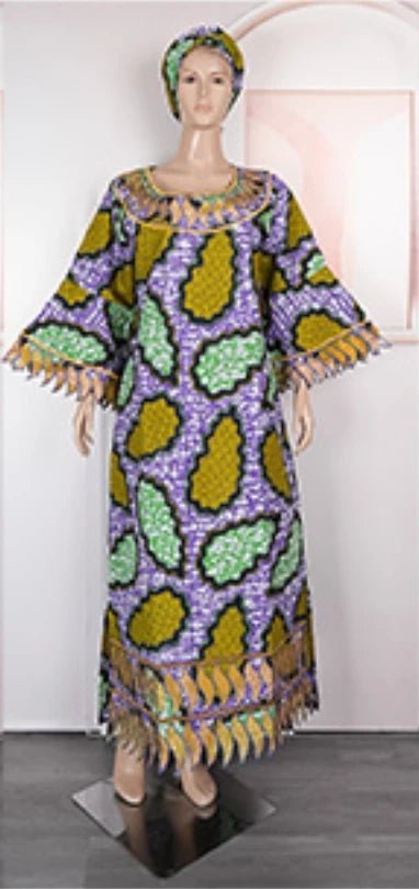 Traditional Bazin Embroidered Dresses: African Women's Attire for Parties and Weddings - Free Delivery Worldwide only