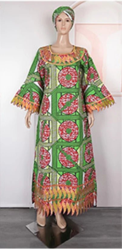 Traditional Bazin Embroidered Dresses: African Women's Attire for Parties and Weddings - Free Delivery Worldwide only