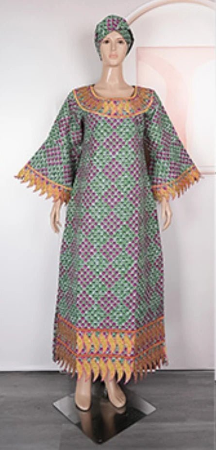 Traditional Bazin Embroidered Dresses: African Women's Attire for Parties and Weddings - Free Delivery Worldwide only