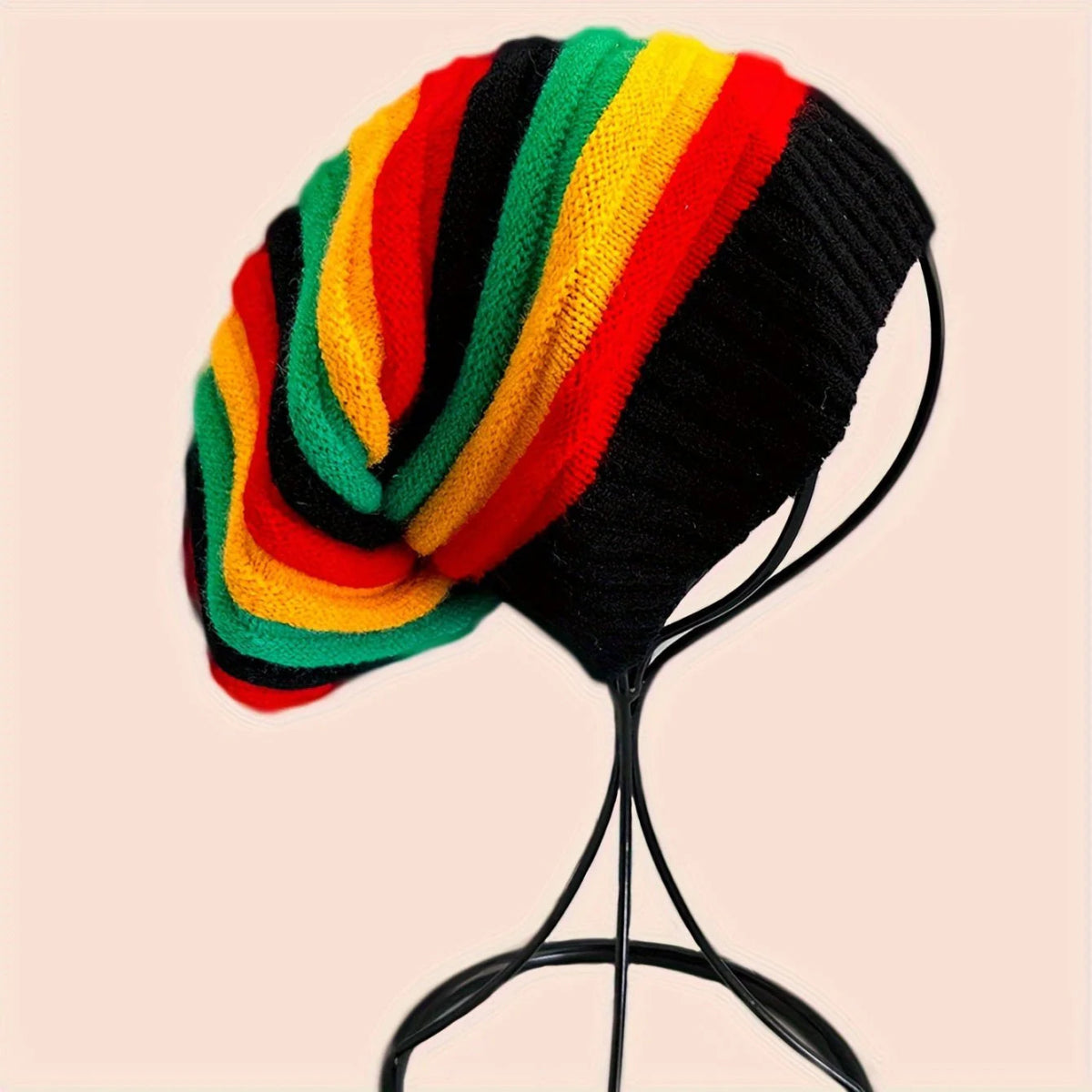 Trendy Striped Rasta Hats: Unisex Knitted Slouchy Beanie - Classic Color Block Coldproof Warm Skull Cap - Free Delivery