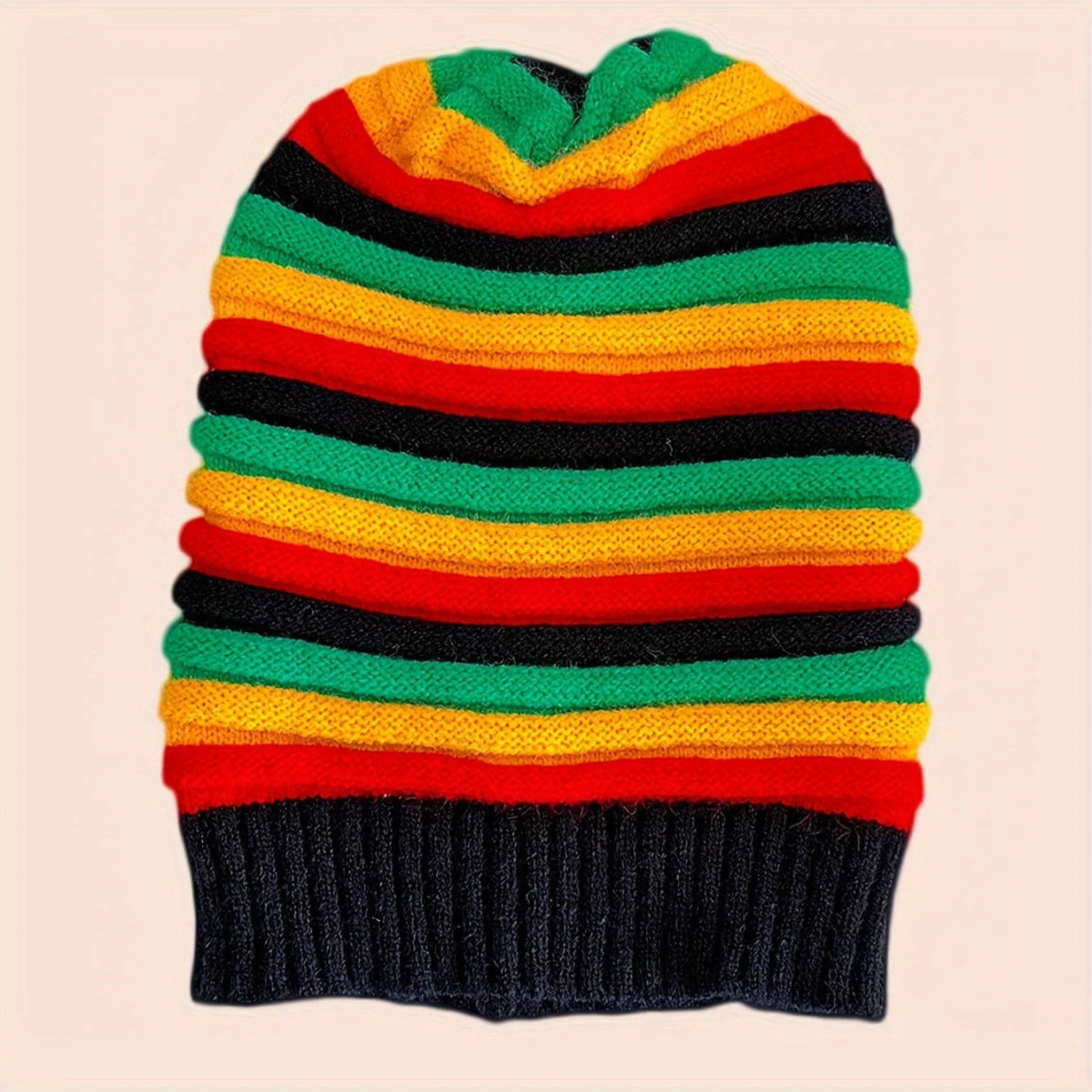 Trendy Striped Rasta Hats: Unisex Knitted Slouchy Beanie - Classic Color Block Coldproof Warm Skull Cap - Free Delivery