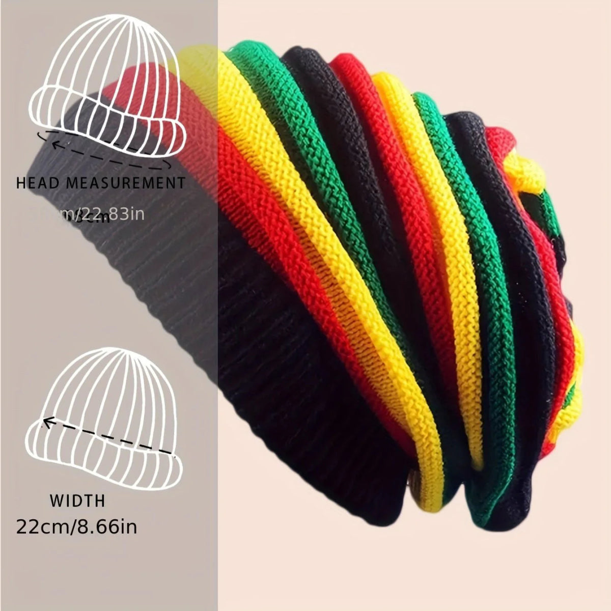 Trendy Striped Rasta Hats: Unisex Knitted Slouchy Beanie - Classic Color Block Coldproof Warm Skull Cap - Free Delivery