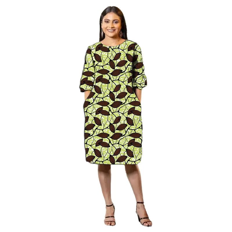 Vibrant Ankara Print Half - Sleeve Dress for Women – African Fashion Wedding & Party Wear - Free Delivery Worldwide only at Flexi Africa