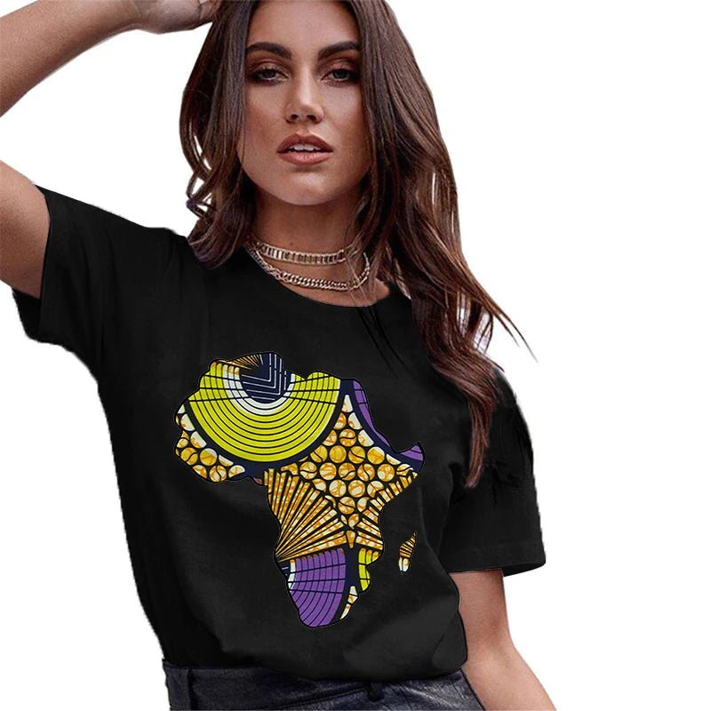 Vintage African Inspired 90s Tees: Short Sleeve Graphic Women's T-Shirt - Flexi Africa - Free Delivery Worldwide only