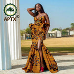 Women’s African Ankara Strapless Dress – Elegant High - Waist Slit Dashiki Party Gown - Free Delivery Worldwide only at Flexi Africa
