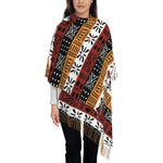 Women’s African Bogolan Tassel Shawl – Warm Tribal Art Scarf & Winter Wrap - Free Delivery Worldwide only at Flexi Africa