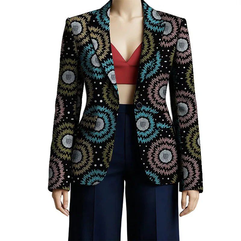 Women’s African Couture Blazer Jacket – Ankara Print Colorful Short Coat for Wedding & Party - Free Delivery Worldwide only at Flexi Africa