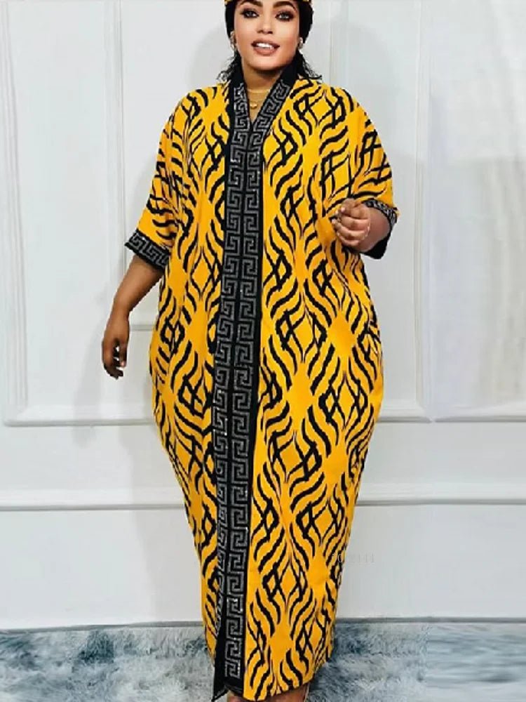 Women’s African Dashiki Abaya – Ankara Maxi Dress with Elegant Flow - Free Delivery Worldwide only at Flexi Africa