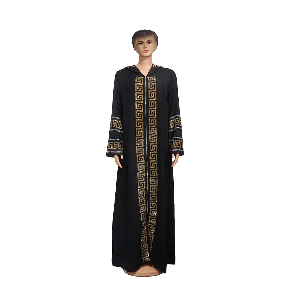 Women's Dress African Fashion Hooded Robe Islamic Abaya Muslim Style Drilled Decoration Quality Luxury - Free Delivery