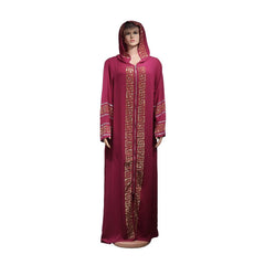Women's Dress African Fashion Hooded Robe Islamic Abaya Muslim Style Drilled Decoration Quality Luxury - Free Delivery