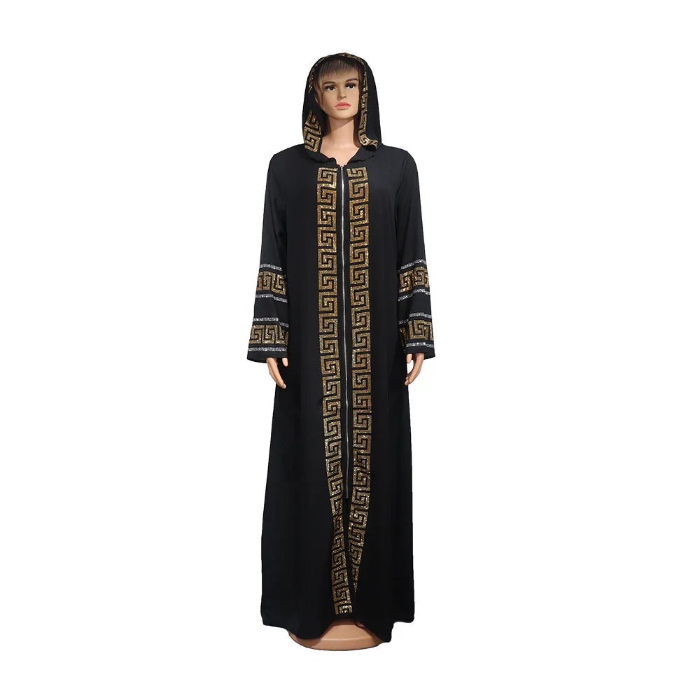 Women's Dress African Fashion Hooded Robe Islamic Abaya Muslim Style Drilled Decoration Quality Luxury - Free Delivery