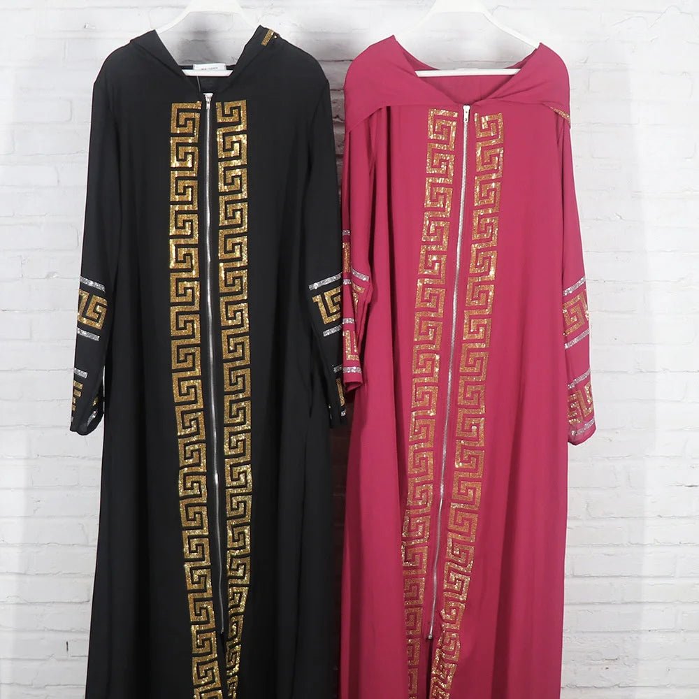 Women's Dress African Fashion Hooded Robe Islamic Abaya Muslim Style Drilled Decoration Quality Luxury - Free Delivery