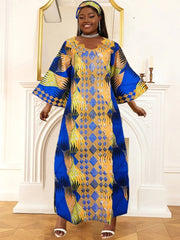 Women's Plus Size African Dashiki Wax Dress – Traditional Wedding & Evening Gown Outfit - Free Delivery Worldwide only at Flexi Africa